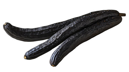 Black Cucumber Trio: An inviting still life of three dark cucumbers, showcasing their unique texture and shape against a smooth backdrop.