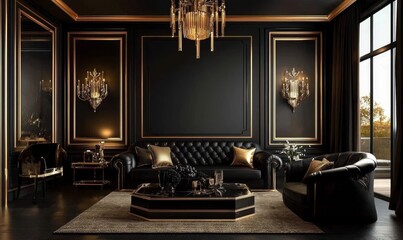 Creating a sophisticated atmosphere with black and gold decor.