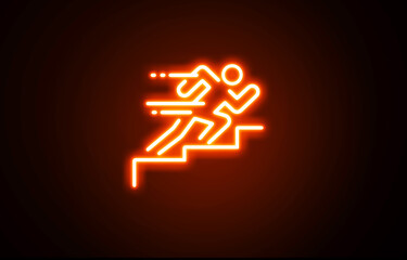 Neon run icon, Agile, fast sign. Bright Running symbol.