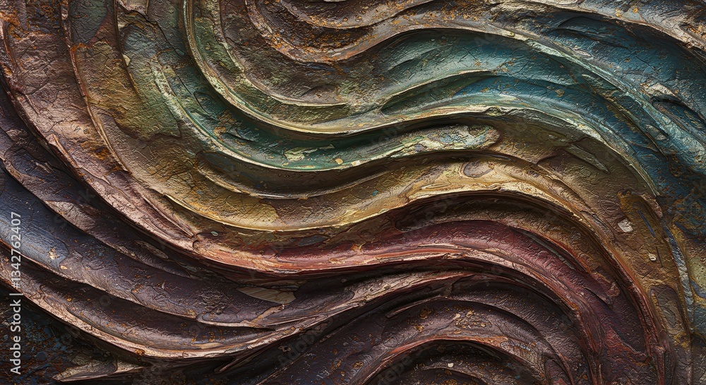 Aufkleber a colorful abstract painting with a wave-like pattern