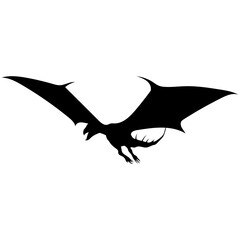 Dragon Silhouette. Vector Illustration Isolated on White Background.