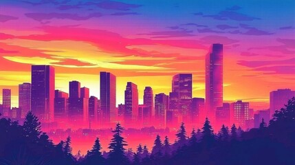 Fototapeta premium An abstract comic-style template showcasing an urban cityscape.