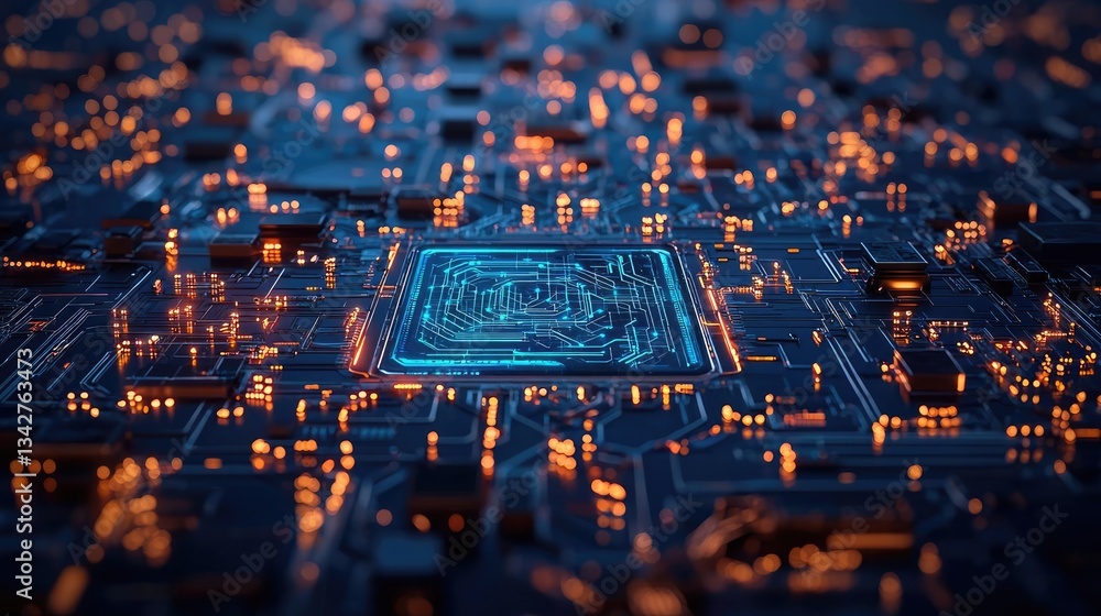 Aufkleber artificial intelligence cyberspace and data network concept. abstract view of an electronic circuit 