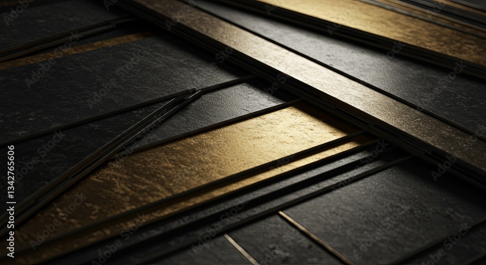 Poster a black and gold design with a shiny surface