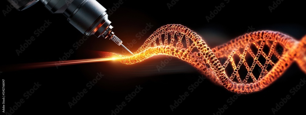 Poster tattoo machine creating intricate designs on dna helix pattern