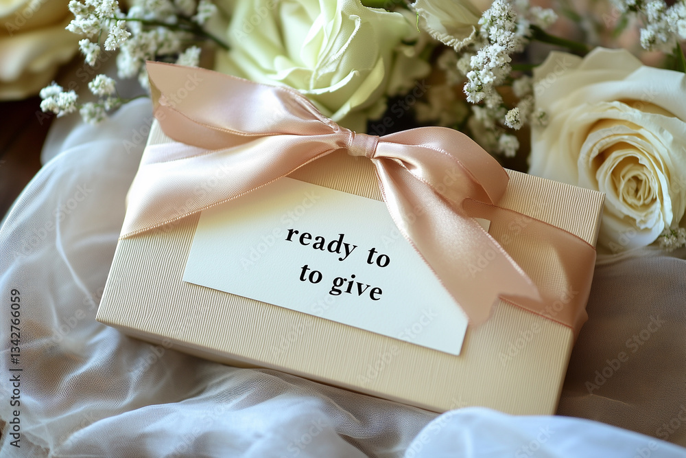 Poster box with a ribbon and a tag that says 