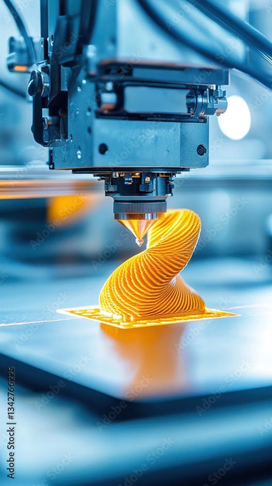 Poster advanced 3d printing technology creating unique spiral shape
