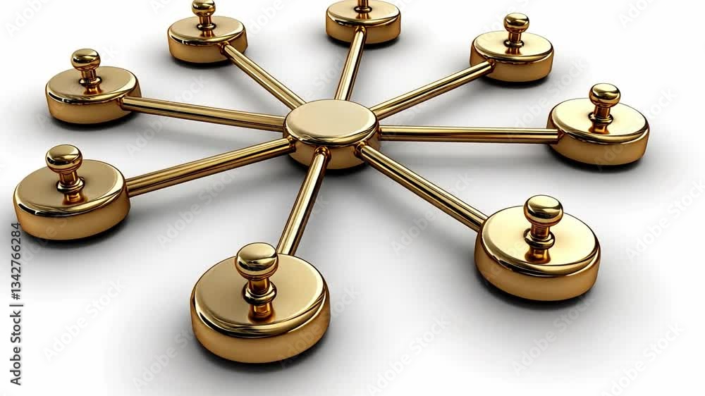 Poster modern golden network structure nodes and lines enhancing connectivity, collaboration, and teamwork 