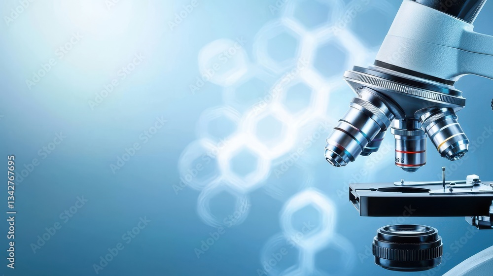 Aufkleber high-tech microscope in laboratory setting with blue background