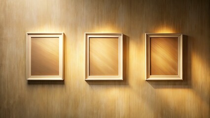 Long Exposure Beige Wall Photography: Three Empty Frames, Minimalist Interior Design, Abstract Art, Modern Home Decor