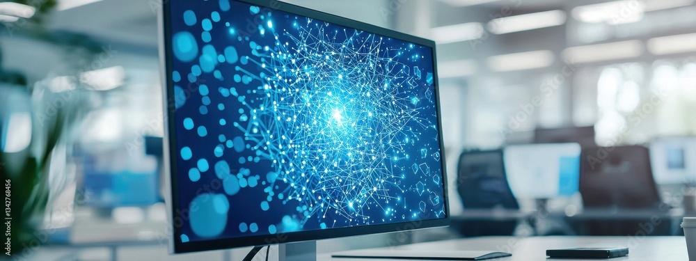Poster digital technology network visual on computer monitor display