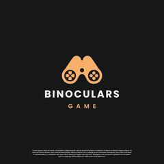 Binoculars with joystick logo design, games explore logo design concept