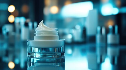 A slender, pristine white cosmetic cream sample, nestled within an elegant glass vial, awaited its moment to be applied.