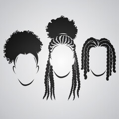 Hair style vector collection showing diverse afro textured hair designs