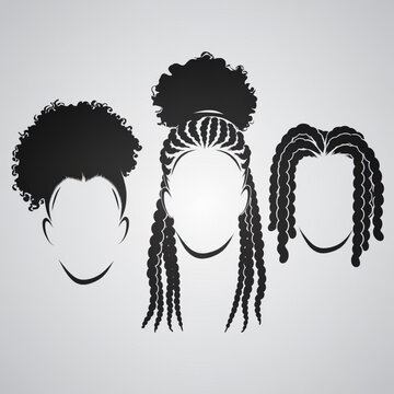 Hair style vector collection showing diverse afro textured hair designs