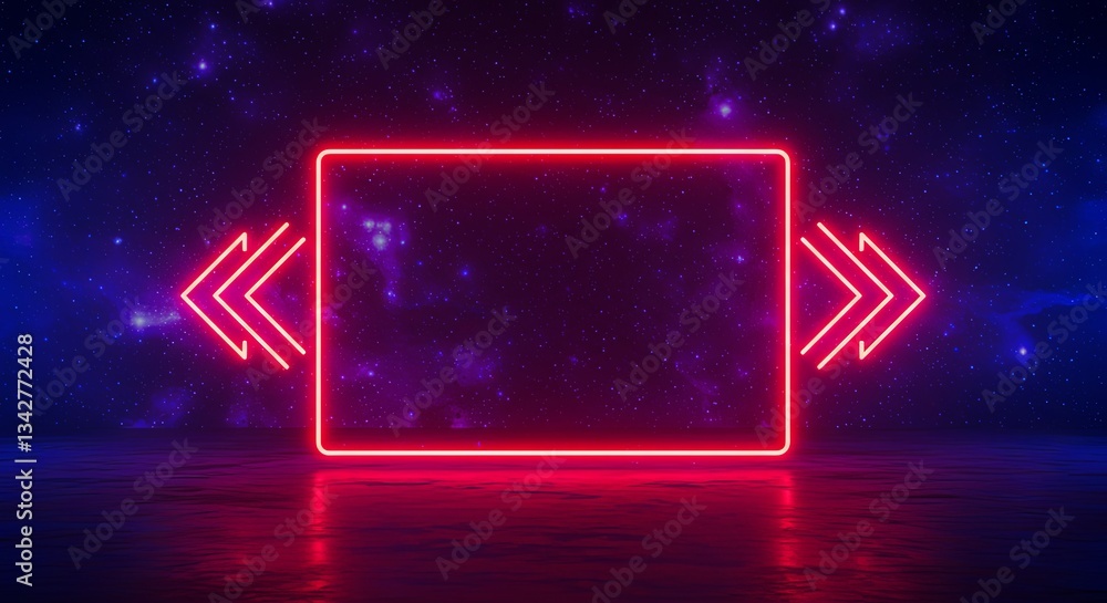 Poster a neon sign with two arrows pointing to the right