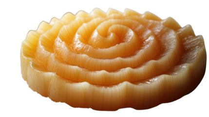 Delectable Sweet: An isolated top-down shot showcases a sweet treat, its spiral design and vibrant colors create an appetizing visual