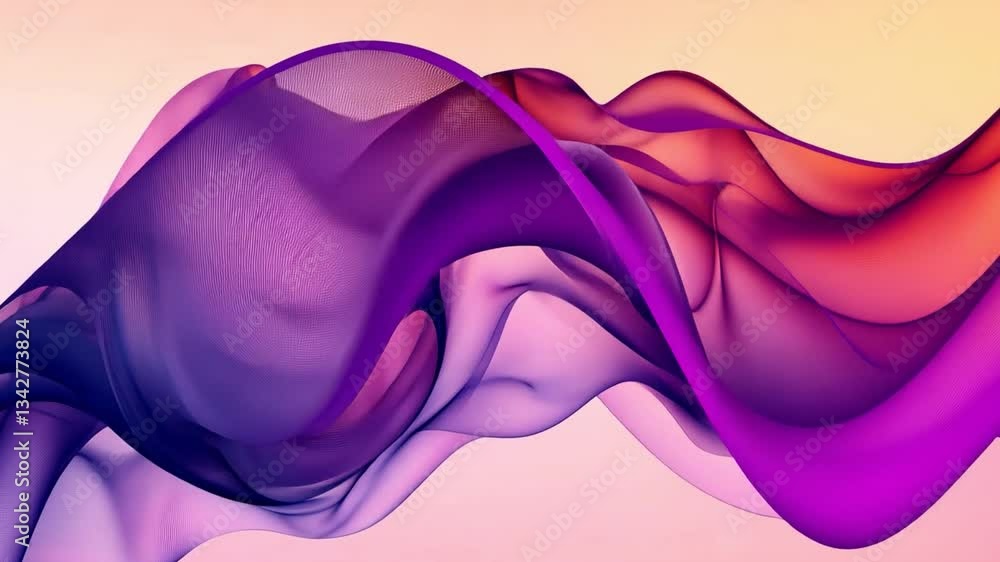 Poster dynamic abstract waves purple and orange gradient flow in artful design backgrounds
