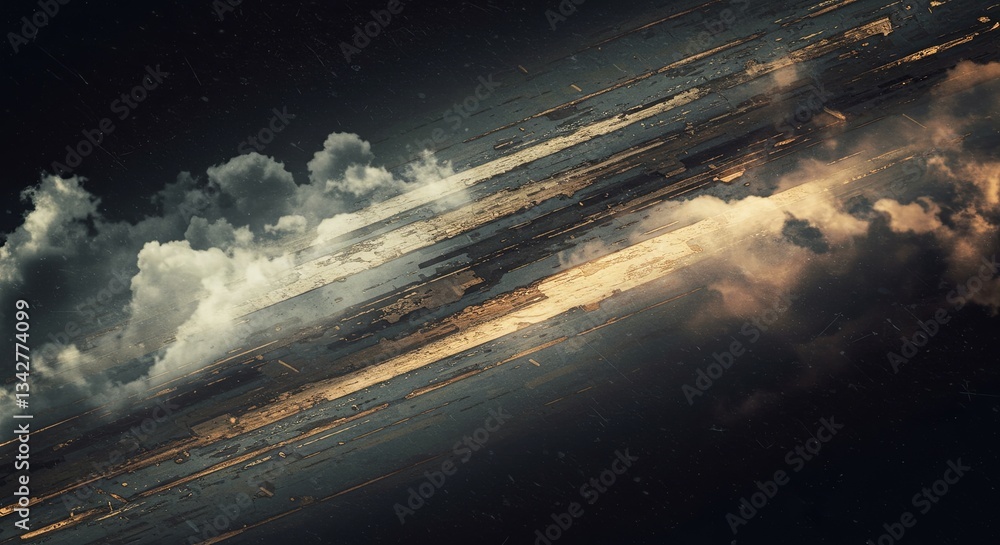 Poster a dark sky with a line of clouds and a line of gold