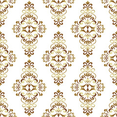 Obraz premium Classic Damask seamless gold pattern, Vintage design, element style, flower ornament, Luxury Ornamental lace tracery, wallpaper, Traditional background, Vector Illustration for Elegant Textile Design