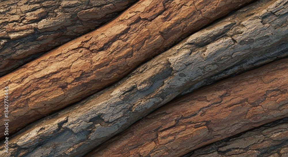 Aufkleber a stack of logs with a brown and gray color