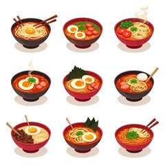 set of food and drinks