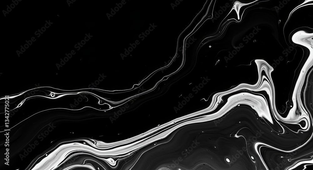Poster a black and white image of a wave with a white line in the middle