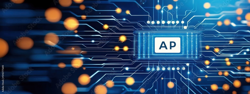 Poster abstract technology background with circuit board and lights