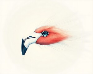 Flamingo Head for Artistic Illustration, White Background.