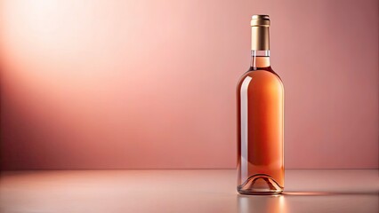 Pink Rose Wine Bottle, Pastel Background, Copy Space, Product Photography, Wine Image, Beverage Photo, Alcohol Drink, Still Life
