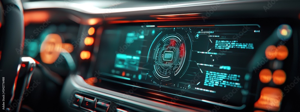Poster futuristic dashboard display with advanced technology interface