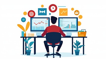 Professional Business Analyst Working with Data and Graphs