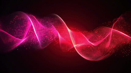 Obraz premium Dynamic neon waves in deep ruby colors create mesmerizing visual effect