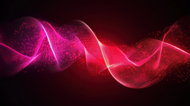 Dynamic neon waves in deep ruby colors create mesmerizing visual effect