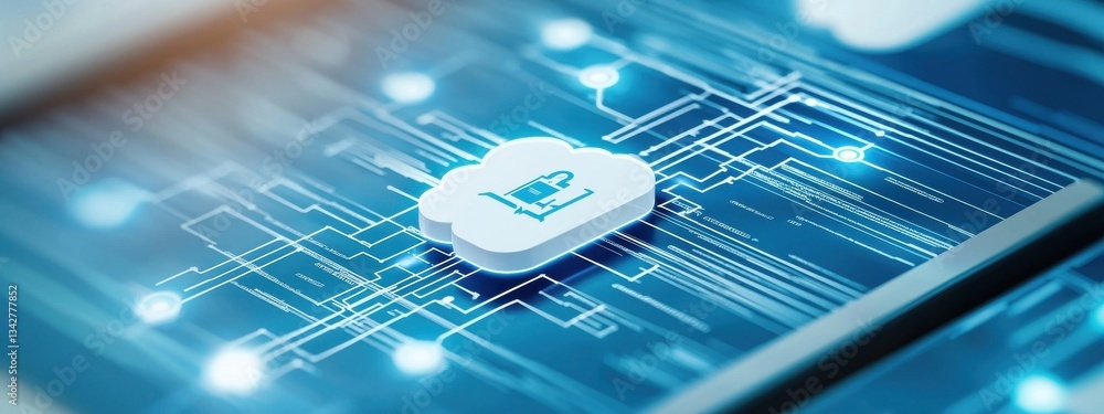 Poster modern cloud computing concept with network connections and icons