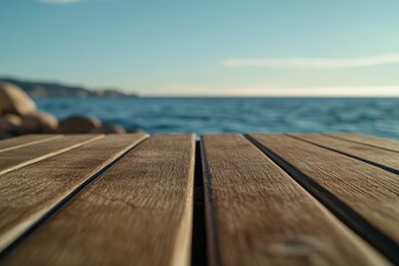 Wooden dock overlooking ocean