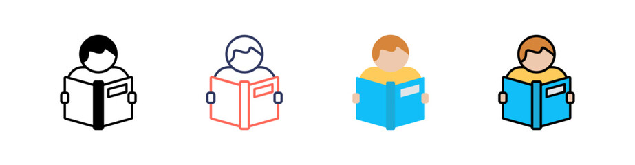 Reading Multi Style Icon Set Vector 