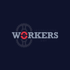International Workers Day Logo with Industrial Gears