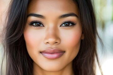 Fototapeta premium Beautiful woman's portrait, with warm, natural tones