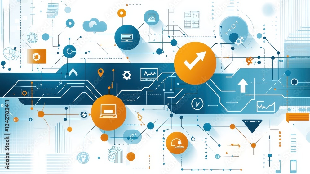 Aufkleber abstract digital background with graphs and technology icons