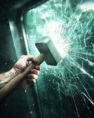 Shattering glass action industrial space high-impact photography dramatic lighting close-up view breaking boundaries