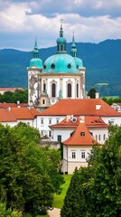Obraz premium Baroque style church in Austria, scenic view of green nature. For travel