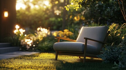 Fototapeta premium Sunset Garden Chair Relaxation