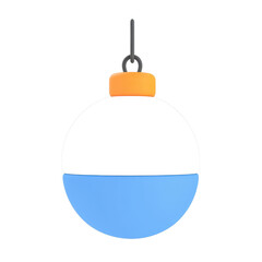 Obraz premium A circular object with a black top and blue bottom, featuring an orange cap at the top and a hook for hanging.