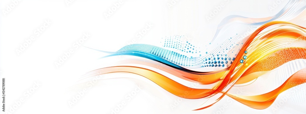Poster abstract colorful waves flowing across a soft white background