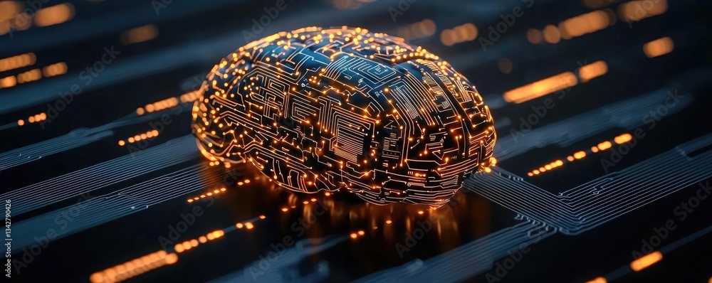 Poster artificial intelligence cyberspace and data network concept. futuristic digital brain showcasing adv