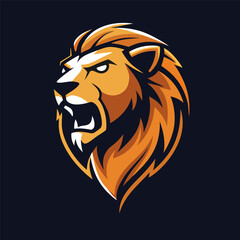 roaring lion logo king gold on black background vector