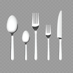 Set of Silverware: Spoon, Fork, Knife. Vector