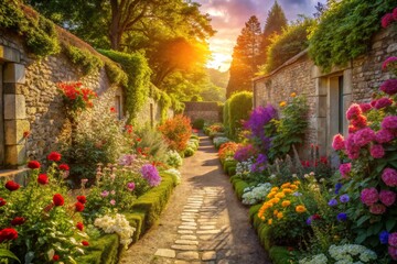 Fototapeta premium Picturesque Flower Garden Pathway