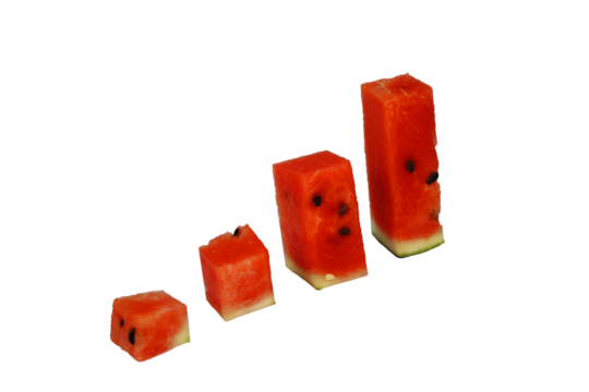 Watermelon Pieces Arranged Bar Chart for business concept in transparent background